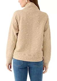 Women's Long Sleeve Quilted Pullover Sweater