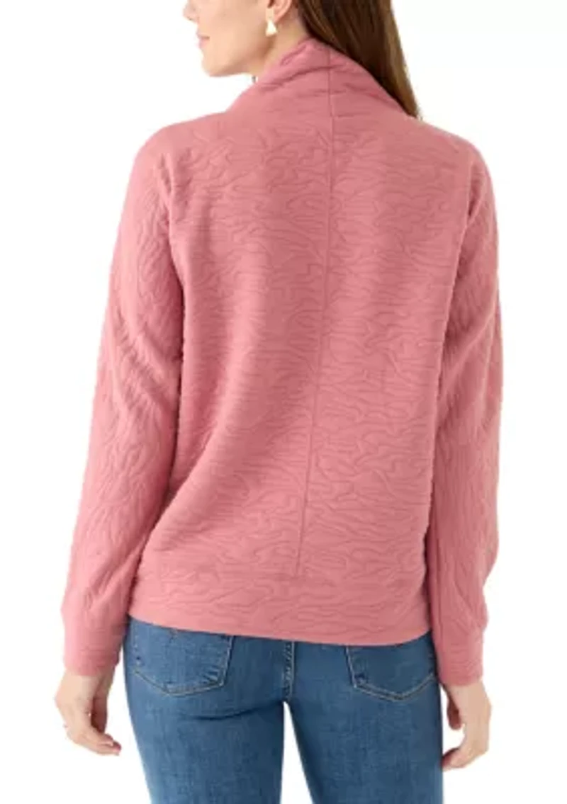 Women's Long Sleeve Quilted Pullover Sweater