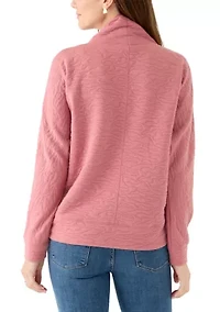 Women's Long Sleeve Quilted Pullover Sweater