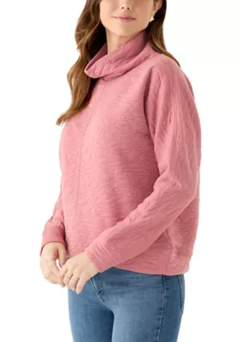 Women's Long Sleeve Quilted Pullover Sweater