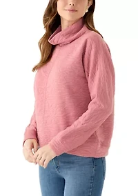 Women's Long Sleeve Quilted Pullover Sweater