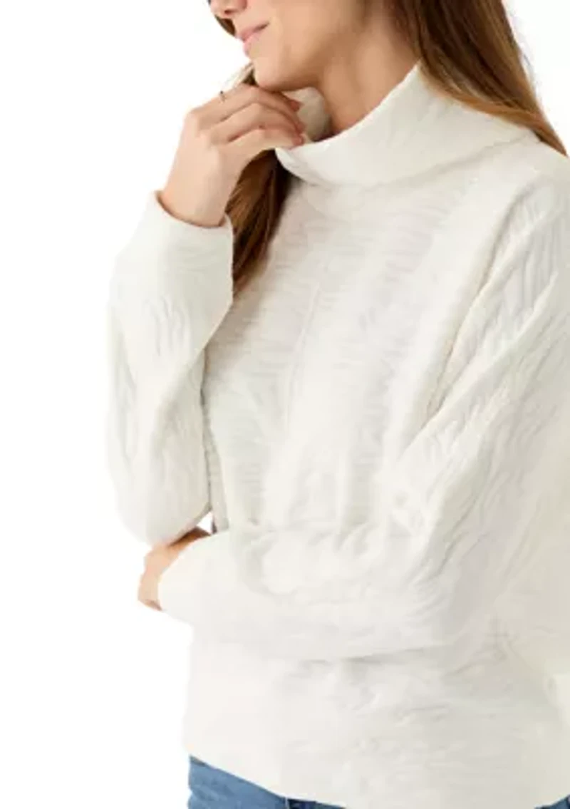 Women's Long Sleeve Quilted Pullover Sweater