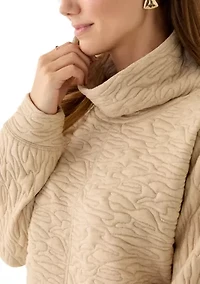 Women's Long Sleeve Quilted Pullover Sweater