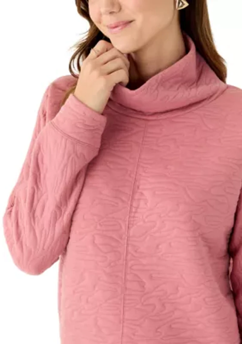 Women's Long Sleeve Quilted Pullover Sweater