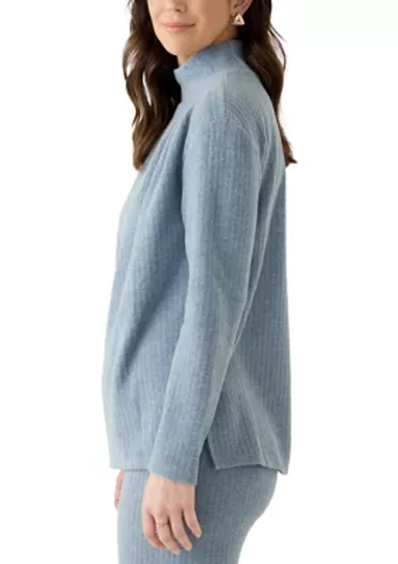 Women's Long Sleeve Side Ruched Brush Rib Top