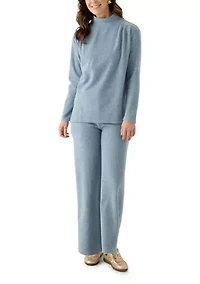 Women's Long Sleeve Side Ruched Brush Rib Top