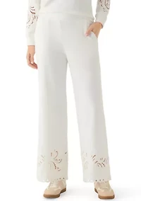 Women's Wide Leg Lace Detail Front Pants