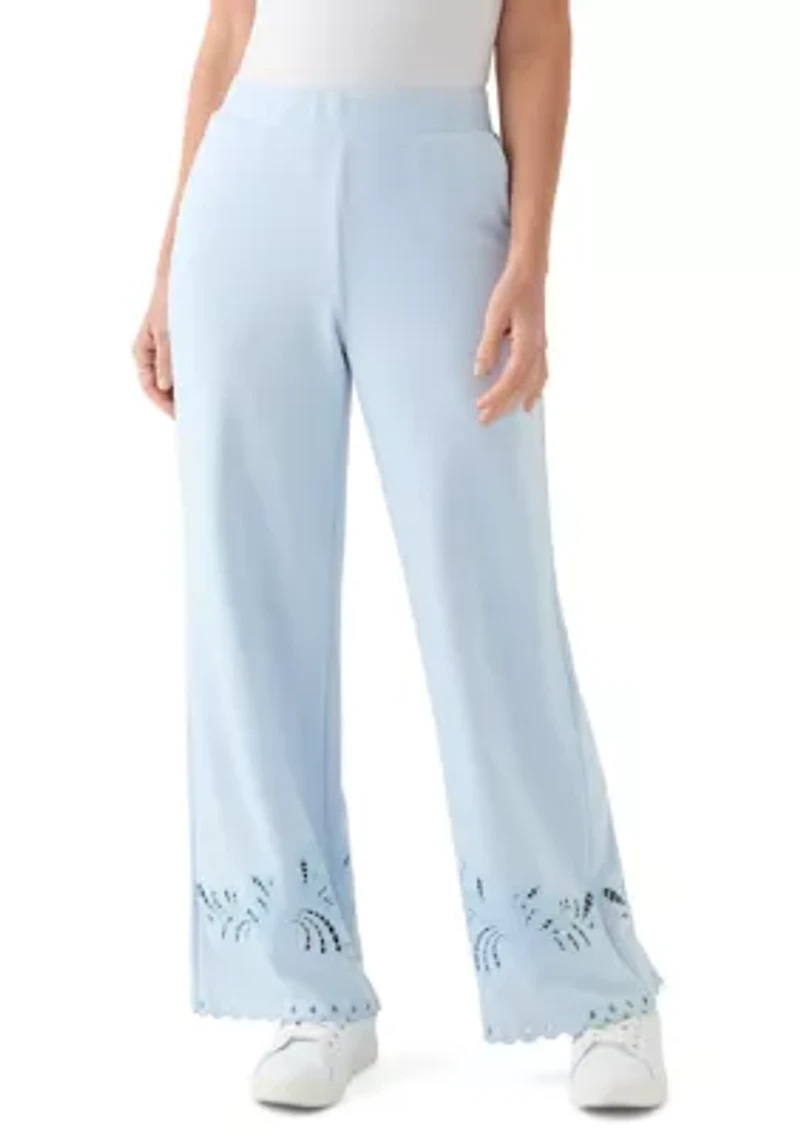 Women's Wide Leg Lace Detail Front Pants