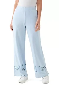 Women's Wide Leg Lace Detail Front Pants