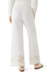 Women's Wide Leg Lace Detail Front Pants