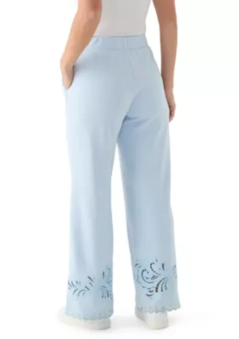 Women's Wide Leg Lace Detail Front Pants