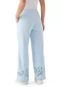 Women's Wide Leg Lace Detail Front Pants