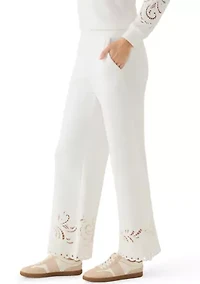 Women's Wide Leg Lace Detail Front Pants