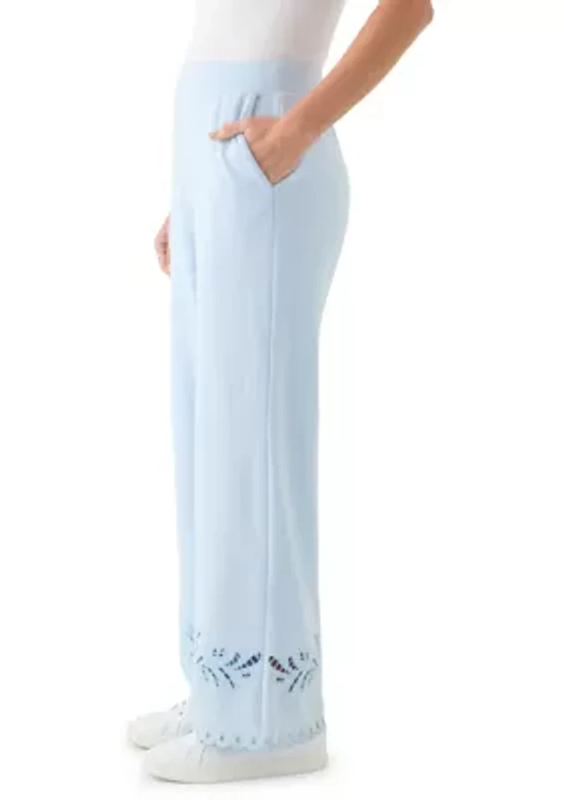 Women's Wide Leg Lace Detail Front Pants