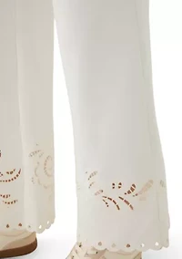 Women's Wide Leg Lace Detail Front Pants