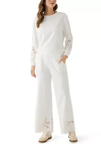Women's Wide Leg Lace Detail Front Pants