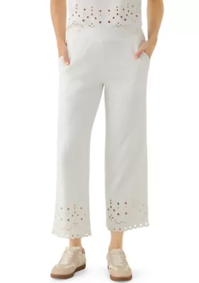 Women's Wide Leg Lace Detail Front Pants