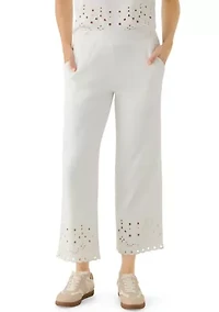 Women's Wide Leg Lace Detail Front Pants