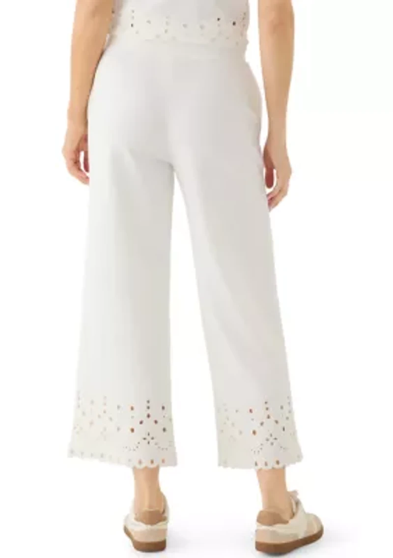Women's Wide Leg Lace Detail Front Pants