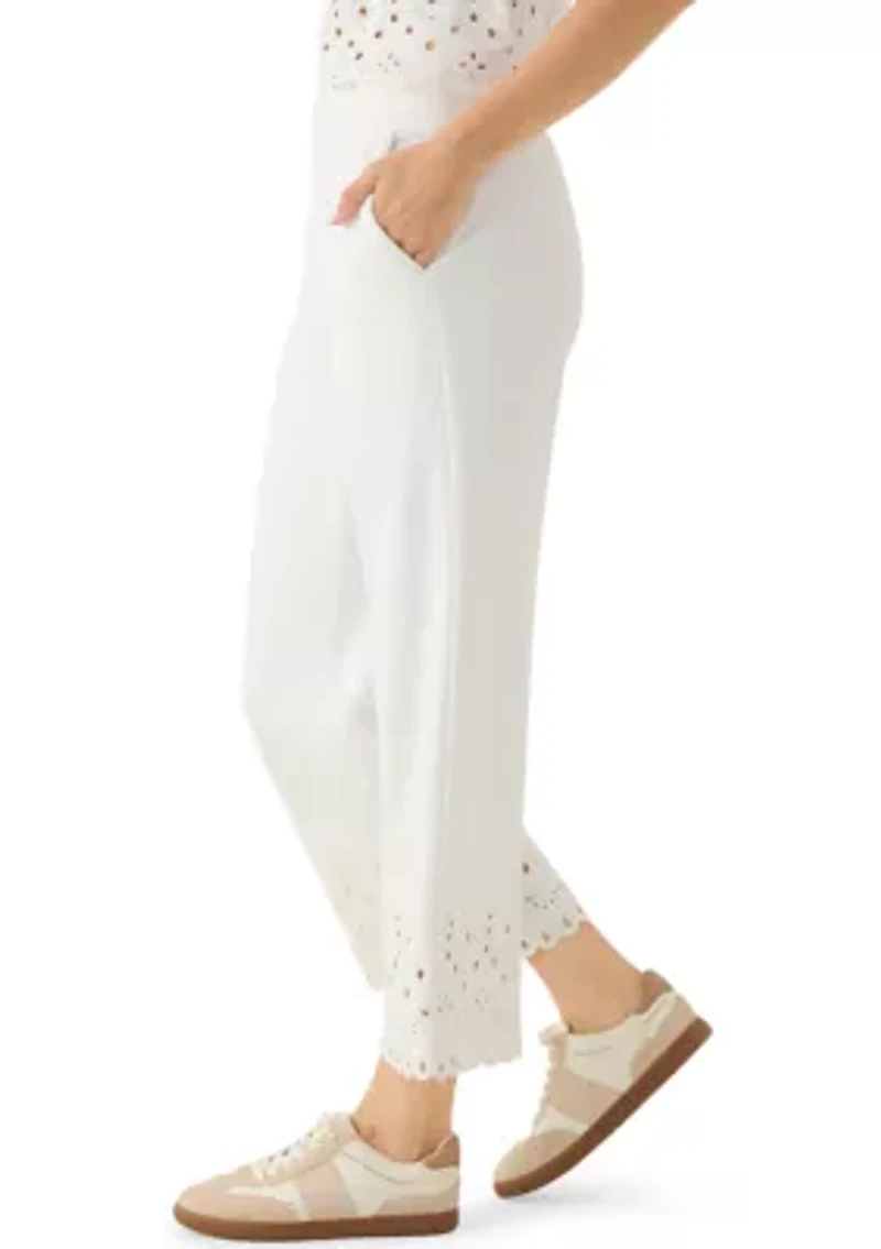 Women's Wide Leg Lace Detail Front Pants