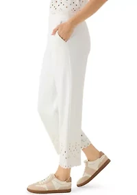 Women's Wide Leg Lace Detail Front Pants
