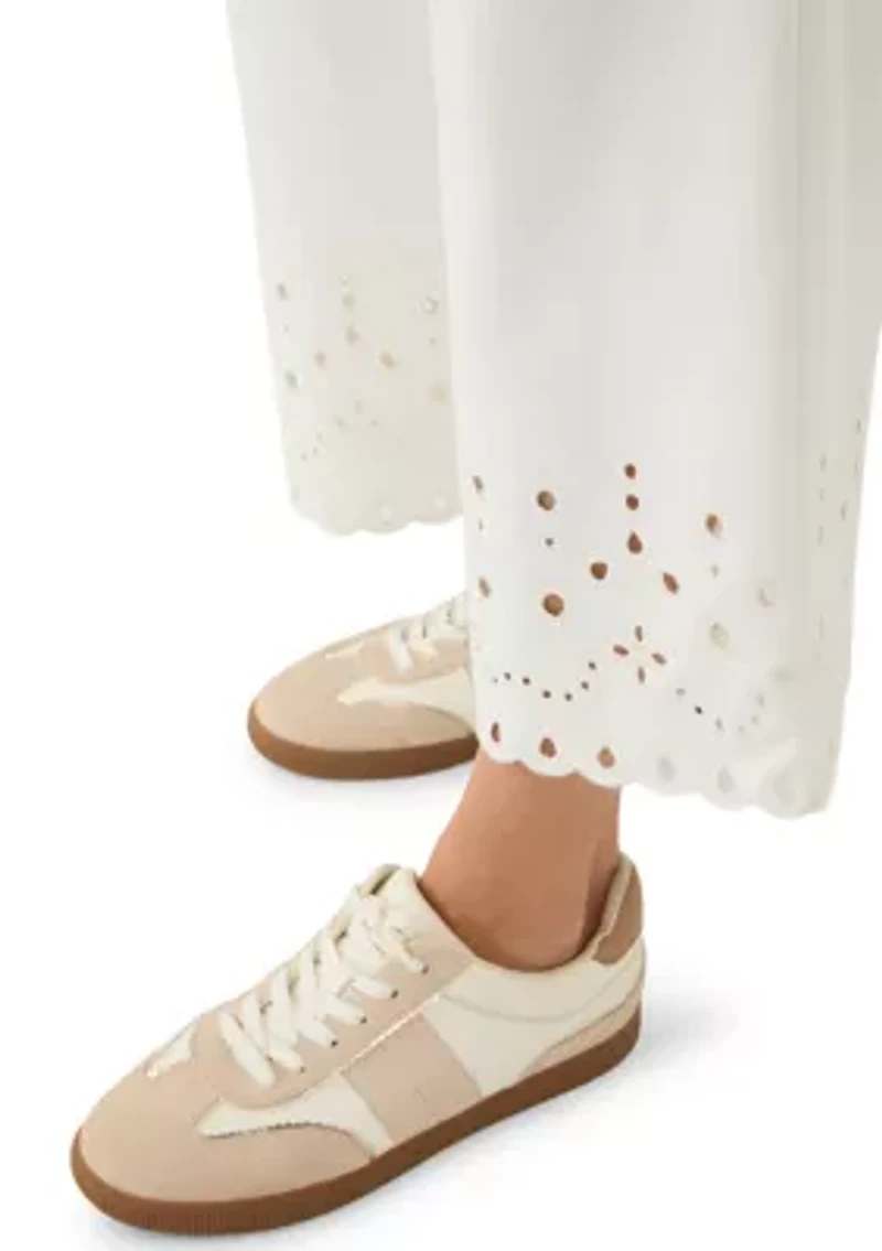 Women's Wide Leg Lace Detail Front Pants