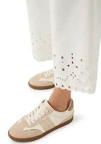 Women's Wide Leg Lace Detail Front Pants