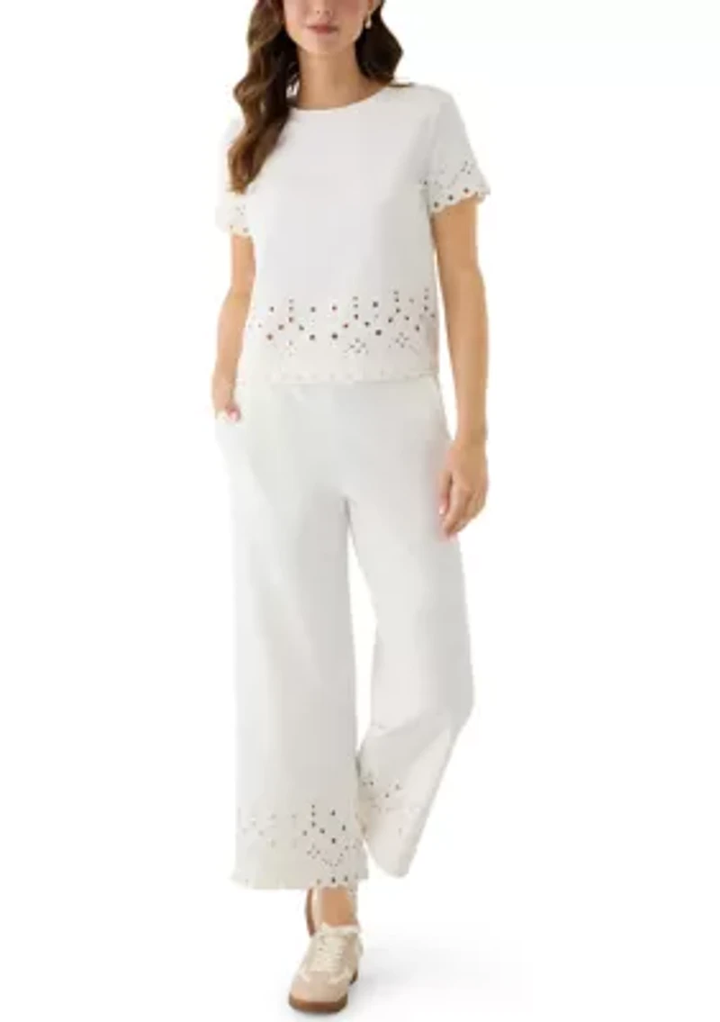 Women's Wide Leg Lace Detail Front Pants