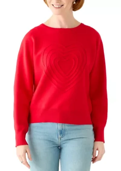 Women's Dolman Heart Crew Neck Sweater