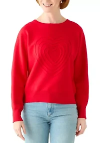 Women's Dolman Heart Crew Neck Sweater