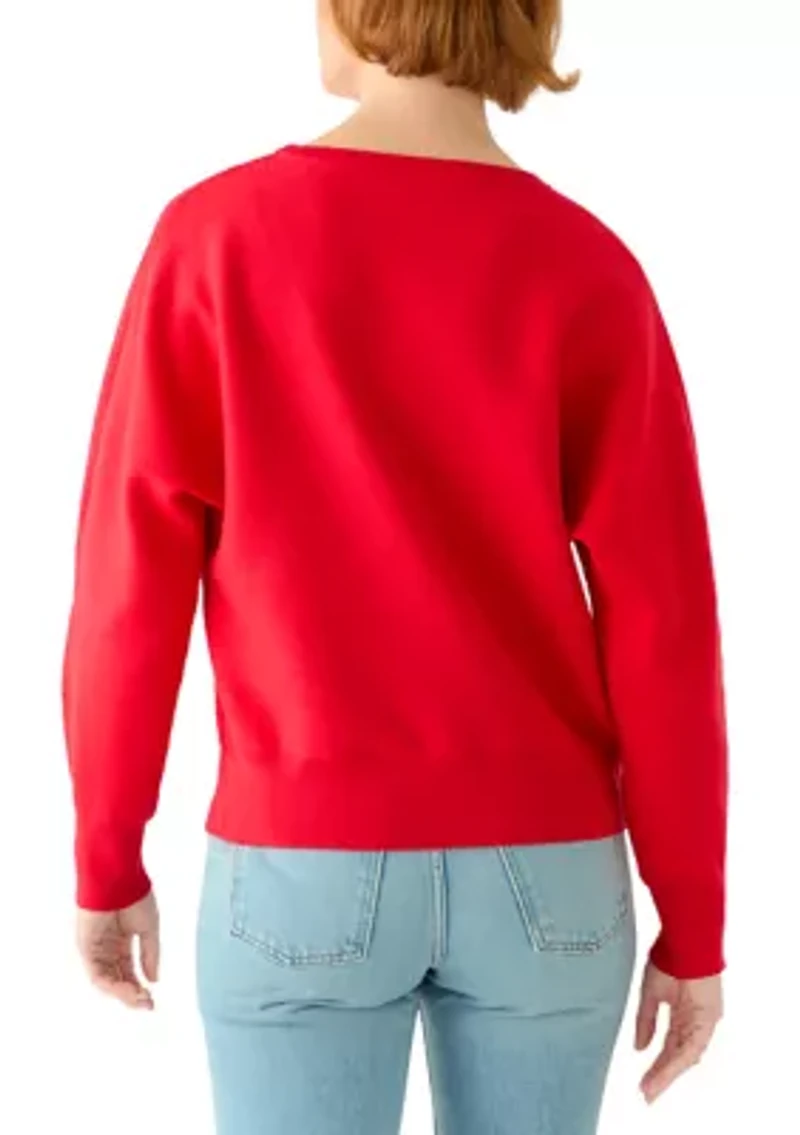 Women's Dolman Heart Crew Neck Sweater