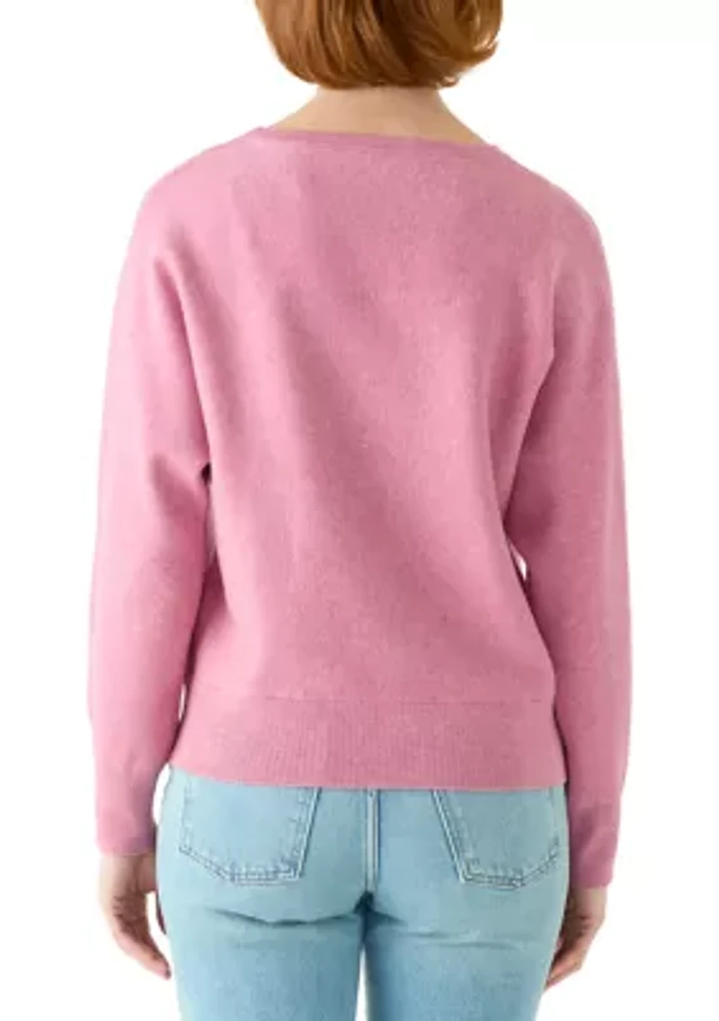 Women's Dolman Heart Crew Neck Sweater