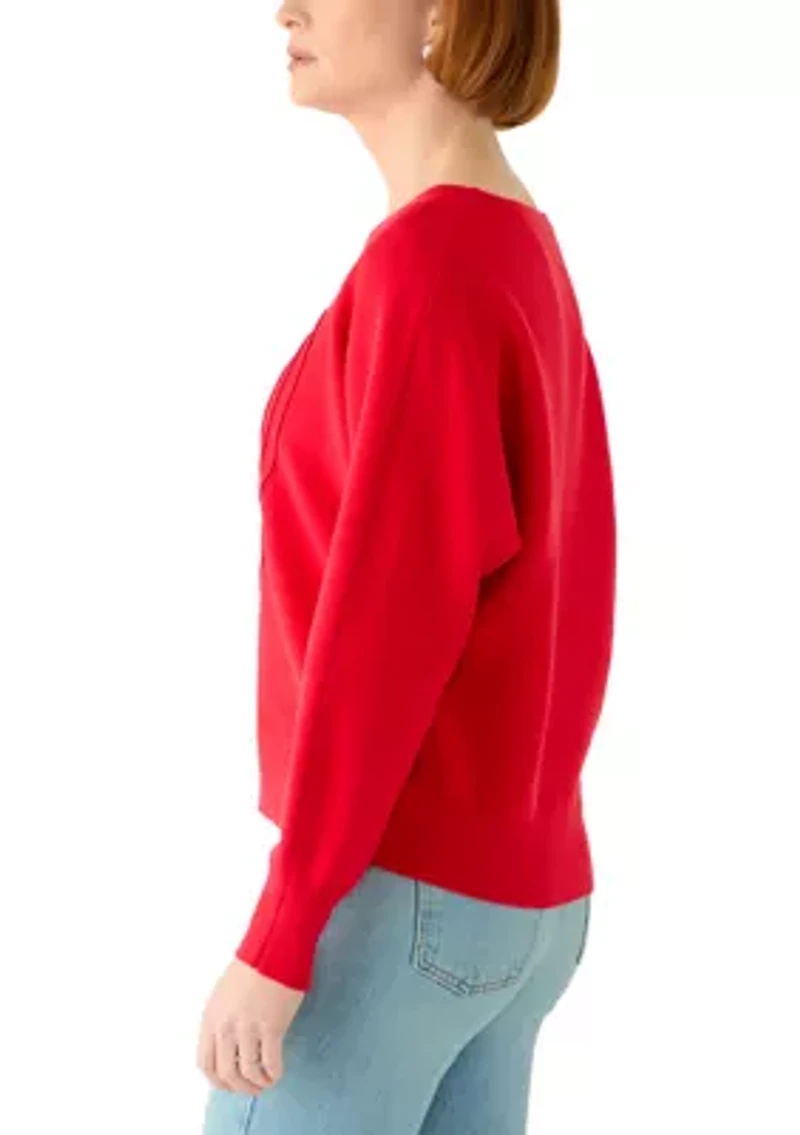 Women's Dolman Heart Crew Neck Sweater