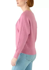 Women's Dolman Heart Crew Neck Sweater