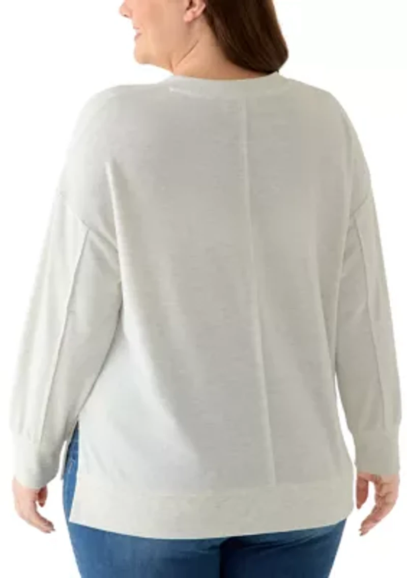 Plus Cozy V-Neck Seamed Knit Top