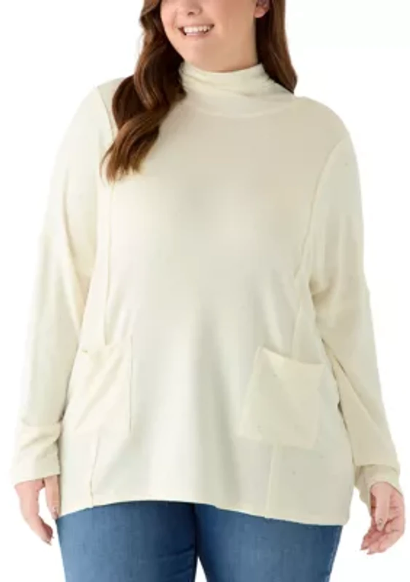 Plus Scrunch Neck Confetti Knit Top