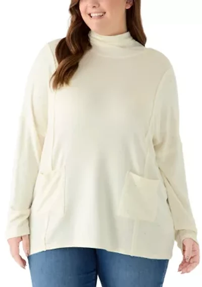 Plus Scrunch Neck Confetti Knit Top