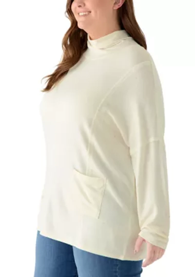 Plus Scrunch Neck Confetti Knit Top