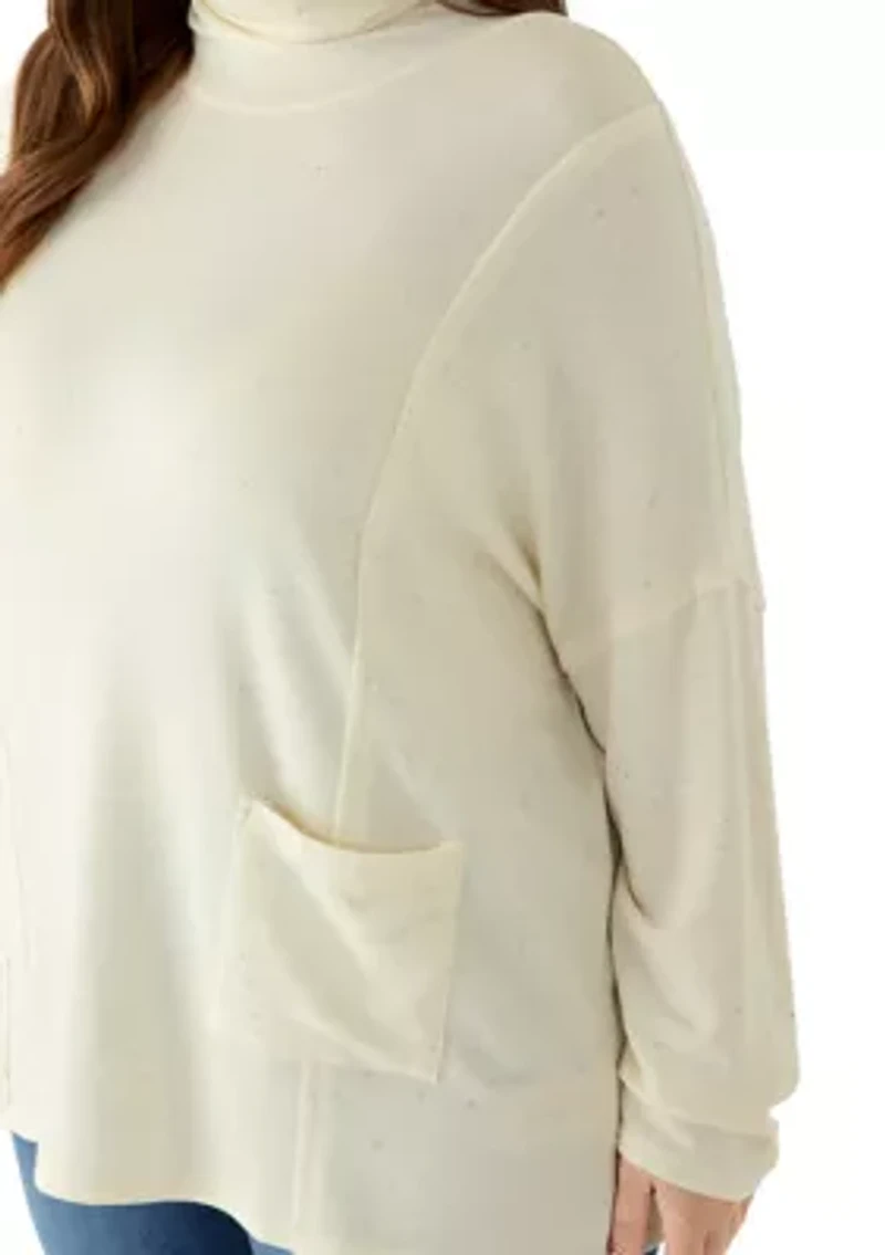 Plus Scrunch Neck Confetti Knit Top