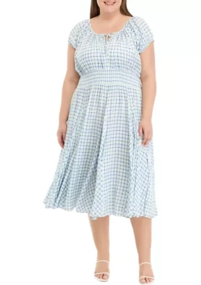 Plus Scoop Neck Dress with Tie Front