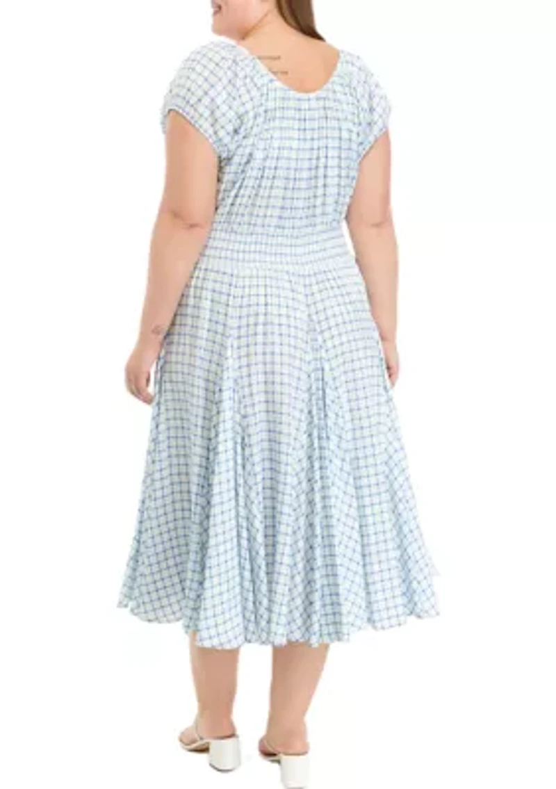 Plus Scoop Neck Dress with Tie Front