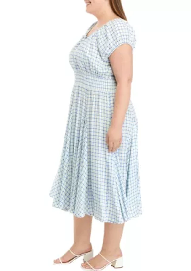 Plus Scoop Neck Dress with Tie Front