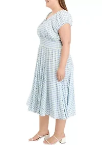 Plus Scoop Neck Dress with Tie Front