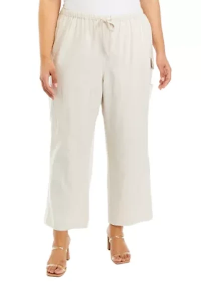 Plus Pull On Linen Cargo Pants