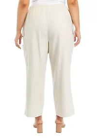 Plus Pull On Linen Cargo Pants
