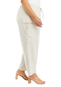 Plus Pull On Linen Cargo Pants