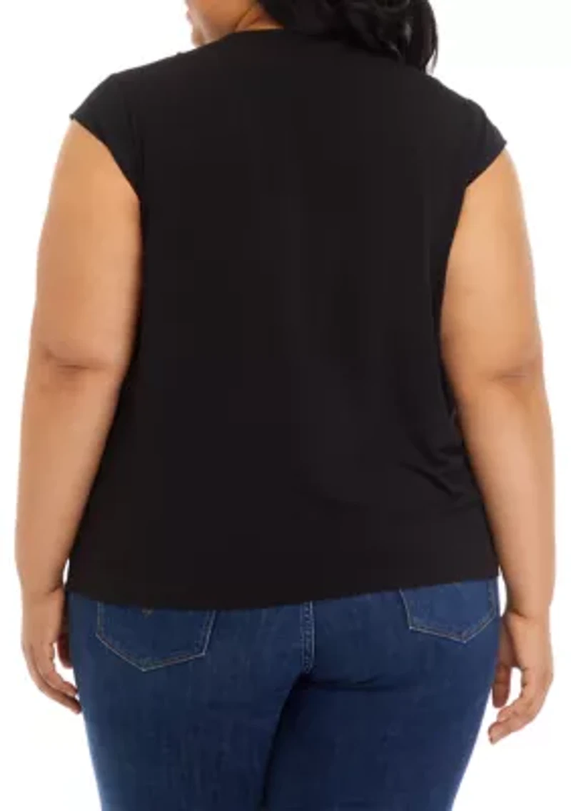 Plus Cap Sleeve Solid Knit Top