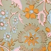 Petite 3/4 Puff Sleeve Woven Printed V-Neck Blouse