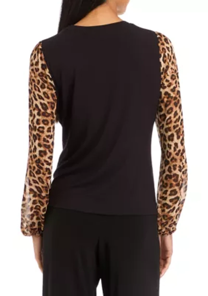 Petite Long Sleeve Crew Neck Jersey Top