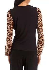 Petite Long Sleeve Crew Neck Jersey Top